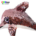 CHStoy #20A3056 stuffed sequin dophin toy custom animal sequin toy factory